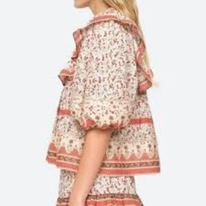 CALYPSO ST Barth Paisley Print Boho Peasant Top Blouse Size M